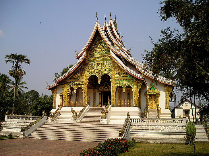templis, Budisms, Zelts, dienvidaustrumi, Āzija, Laosa, arhitektūra