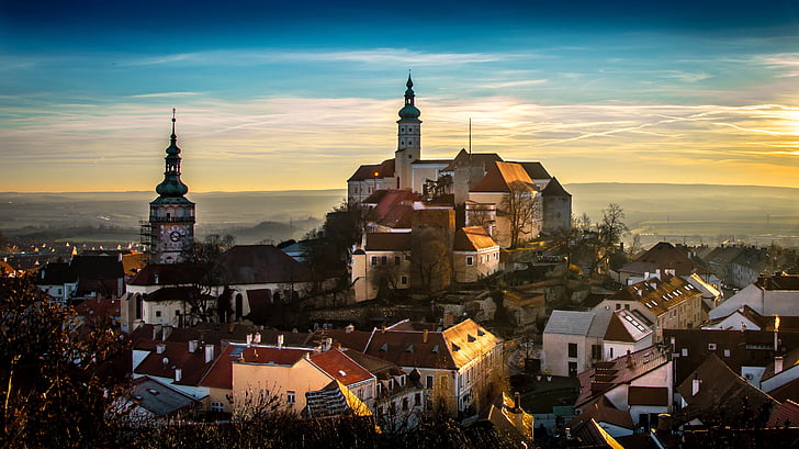 Kota, lama, arsitektur, kota tua, Republik Ceko, bangunan tua, Menara