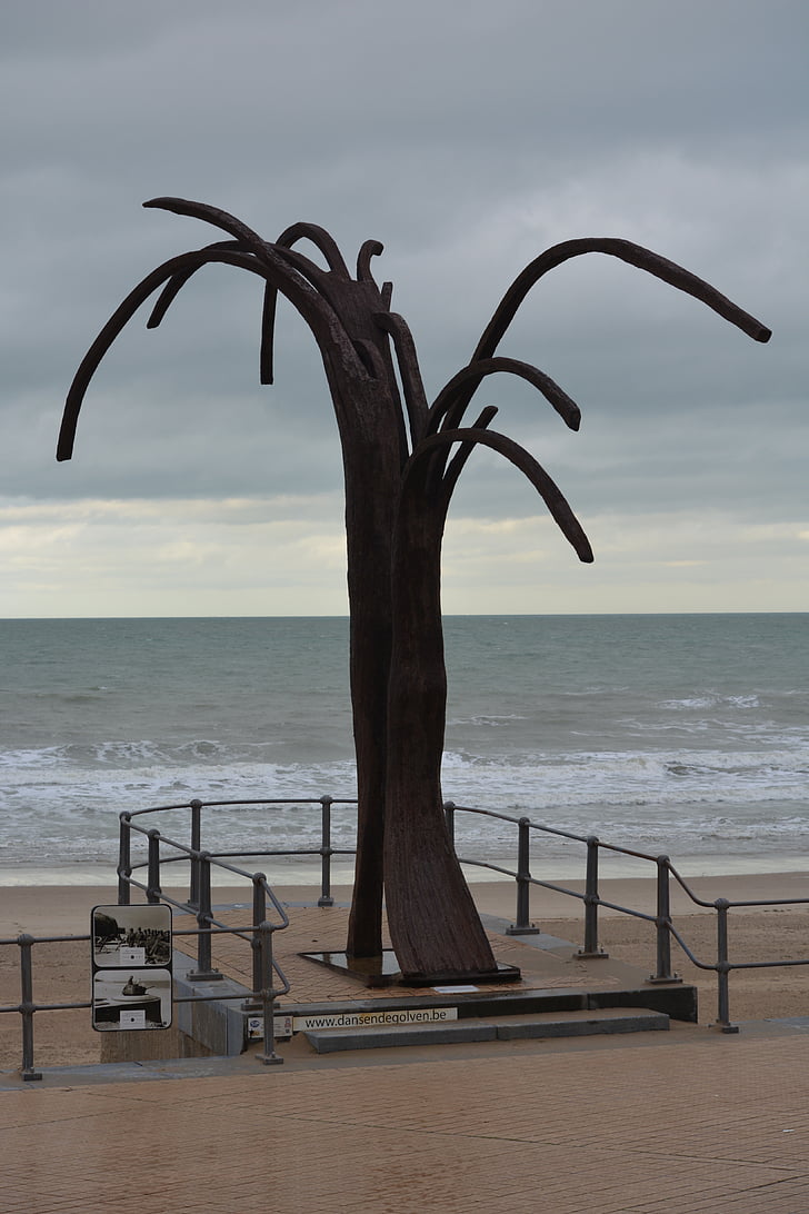 monument, work of art, oostende, sea