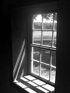 černá a bílá, uvnitř, stíny, okno, žádní lidé, Architektura