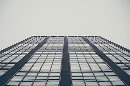 black, gray, glass, building, windows, architecture, tower
