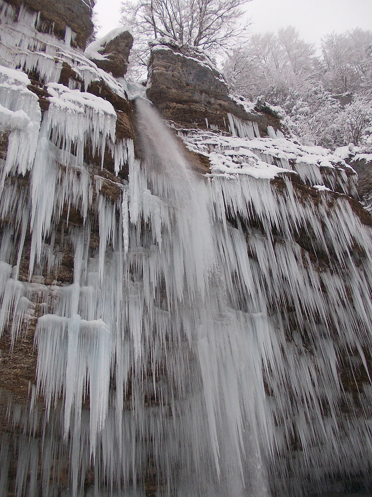 slovenia, landscape, winter, snow, ice, icicles, waterfall