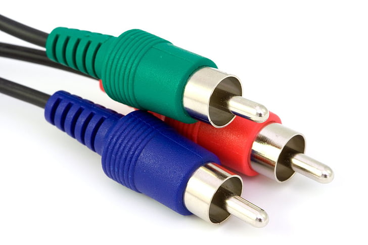 component, vídeo, cable, plom, vermell, verd, blau