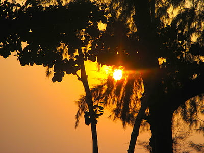 puesta de sol, cielo de la tarde, Tailandia