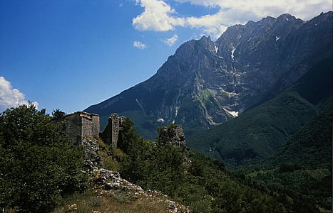 Castillo, ruinas, paisaje, montaña, lugar famoso