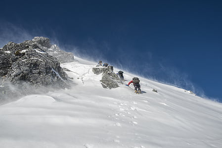 альпинизм, пейзаж, Япония, 5 дракона пик, снег, Ветер, холод