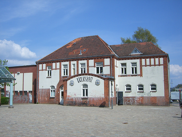 Flensburgas, volksbad, volxbad, istoriniame pastate, kultūros centras, quixy, Architektūra