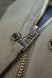 zip, fermeture, Hack, en détail, veste, olive, boutons pressions