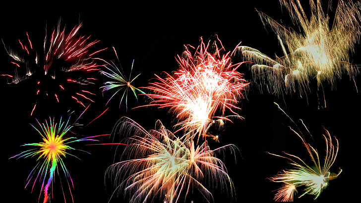 fireworks, new year's eve, colorful