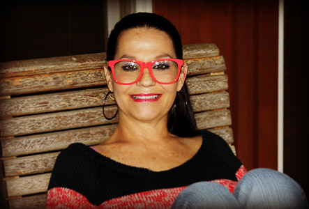 woman, female, lady, glasses, red, person, smiling