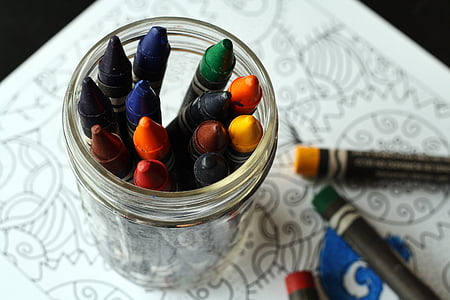 ceruzák, kifestőkönyv, színezés, könyv, szín, gyermekek, felnőtt kifestőkönyv