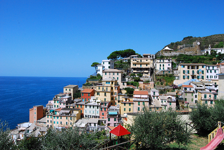 Cinque terre, Riomaggiore, Liguria, Italia, mar, país, paisaje