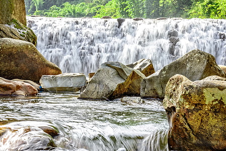 stone, waterfall, nature, landscape, river