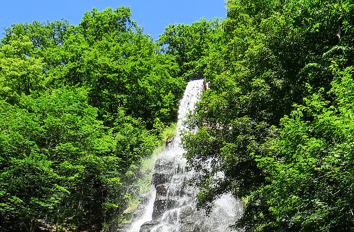 waterfall, river, slope, forest, steep, water, nature