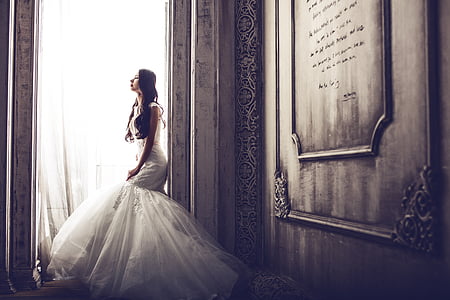 vestits de núvia, Castell, núvia, casament, dones, persones, l'amor