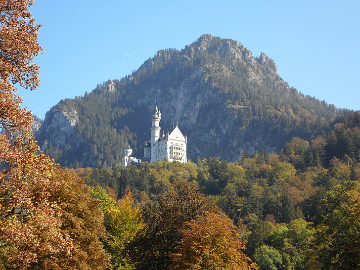 ปราสาท, ภูเขา, หล่อ, allgäu, บาวาเรีย, ฤดูใบไม้ร่วง, เยอรมนี