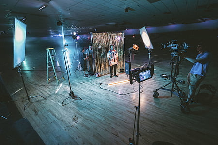 video, production, shoot, record, lights, technology, crew