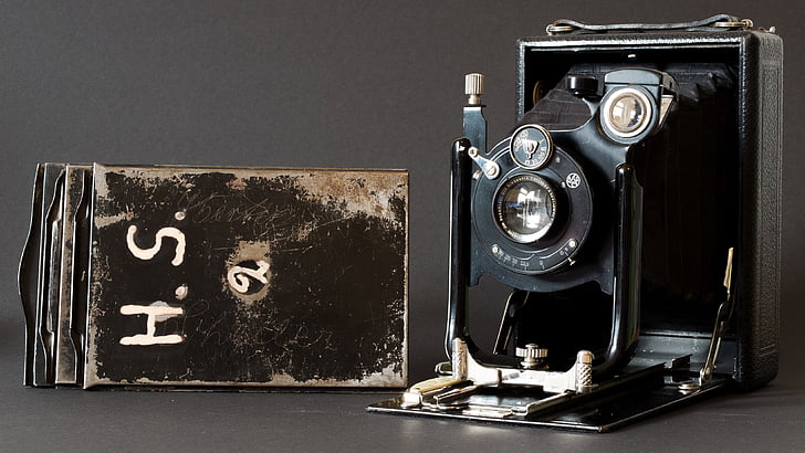 appareil photo, vieux, analogiques, caméra de plaque, 1930, photo, appareil photo