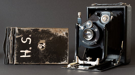 kamera, vanha, analoginen, levy kamera, 1930, valokuva, kamera
