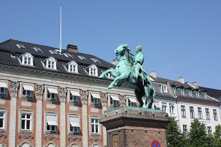 statue, rider on horse, denmark, copenhagen
