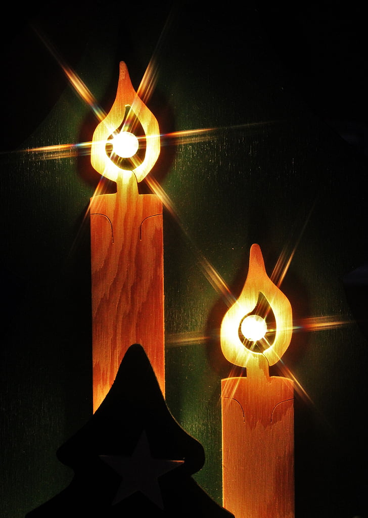 candles from wood, christmas, lamp, illuminated, light, christmas tree, jewellery
