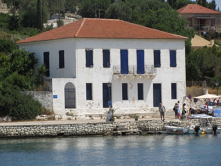 house, greece, port, white, architecture