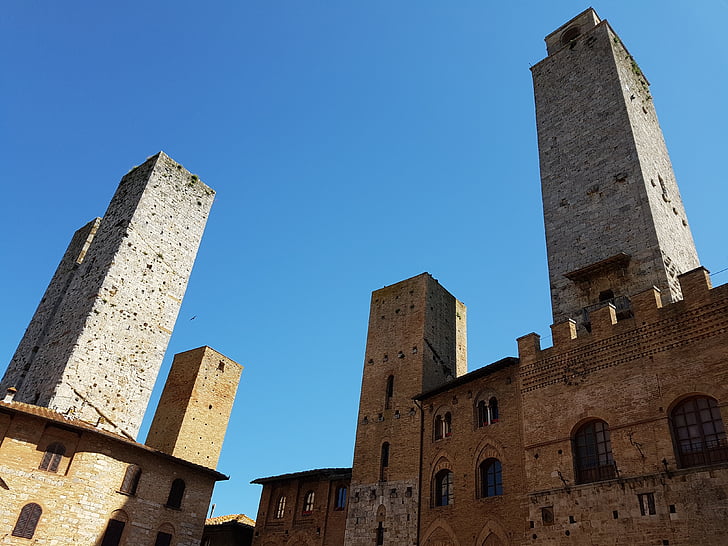 San gimignano, Italië, torens, Toscana, Toscane, historisch, gebouw