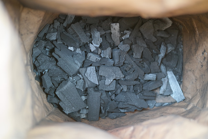 uhlík, dřevěné uhlí, taška, grilování, černá, palivo, oheň