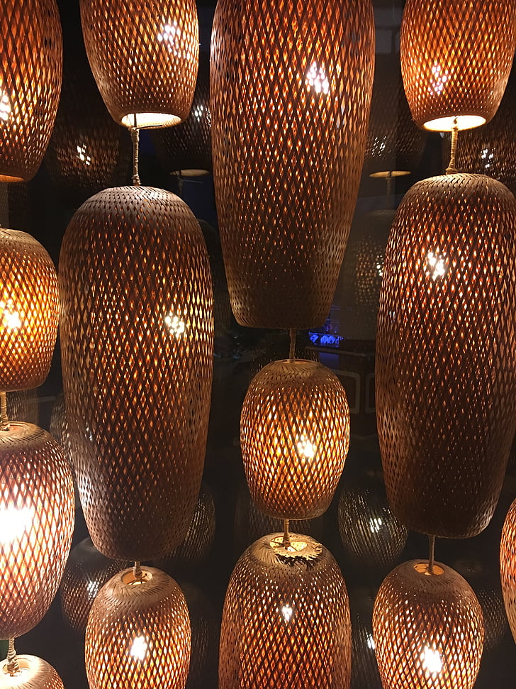 lampshade, woven, glow, shade, texture, weave