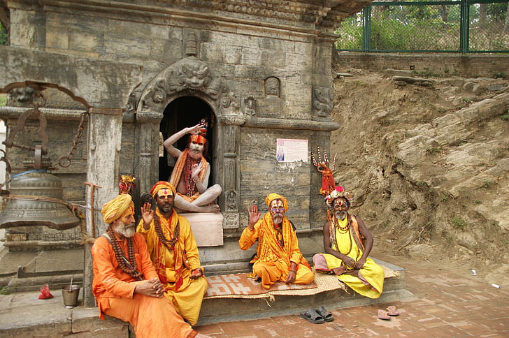 Nepal, Kathmandu, helig man, lokala, mänskliga, traditionella, ritualer