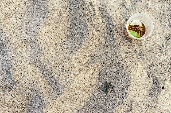 плаж, напитка, пясък, лято, море, природата