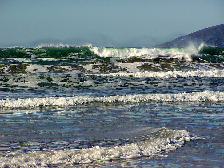 ona, ones, l'aigua, Mar, esprai, natura, blau