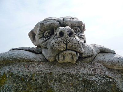 escultura de pedra, ogro, simbolismo, escultura, estátua, cão