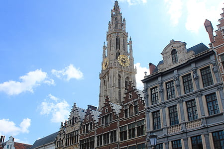 antwerp, cathedral, tower, belgium, religion, church, temple