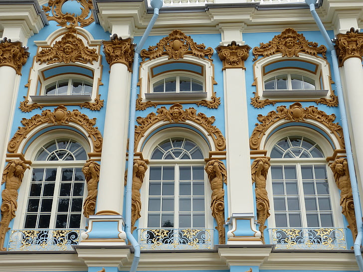 Palacio de Catherine, San Petersburgo, Rusia, Turismo, fachada, Palacio, arquitectura
