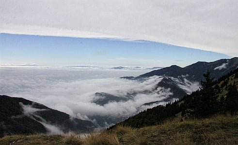 nevoeiro, colinas, paisagem, meio ambiente, Prado, montanhas, Velika planina
