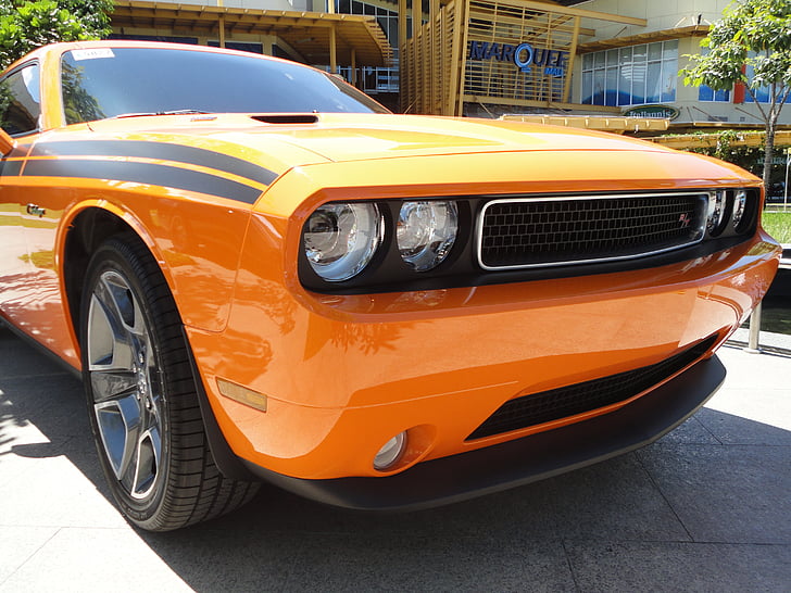 muscle car, Challenger, pomarańczowy, samochodowe, retro, prędkość, Automatycznie