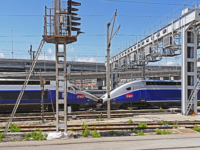 verkehrstechnik puro, stazione centrale, TGV, vecchio, Nuovo, accoppiato, a portale