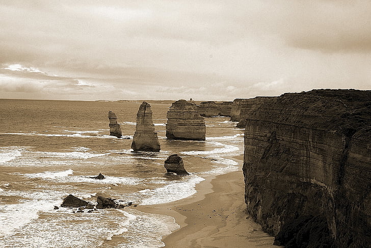 Australien, tolv apostlarnas, Port campbell nationalpark, havet, naturen, Rock - objekt, landskap