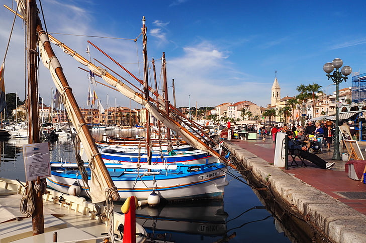hamn, Sanary sur mer, segelbåtar, båtar, kusten, Medelhavet, Provence
