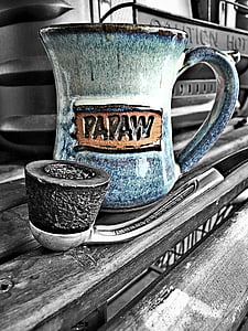 coffee, mug, cup, tobacco, pipe, papaw