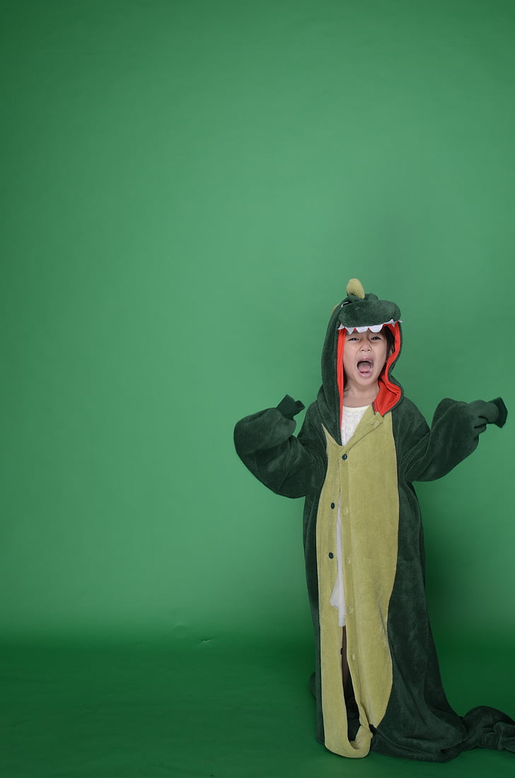 dinosauro, verde, carina, berretto militare, zaino dell'esercito, bambino, ragazze