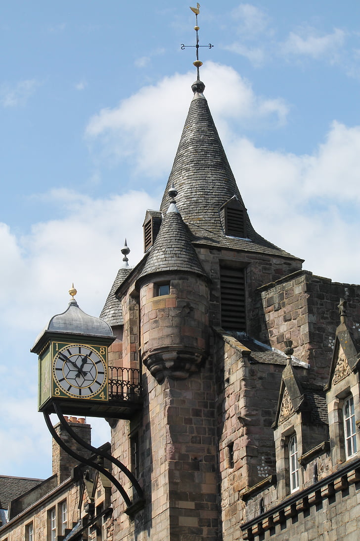 Skotsko, Edinburgh, věž, zdivo, hodiny, Architektura, známé místo