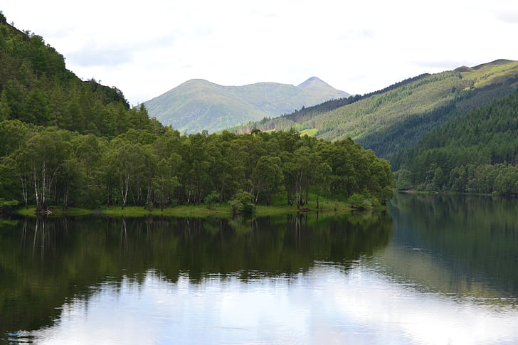Skotija, strathconon, ainava, upes, Loch, ūdens, koki