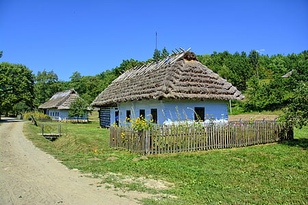 サノク, 戸外博物館, 田舎家, 木製ボール, 屋根、, ポーランド, 古い
