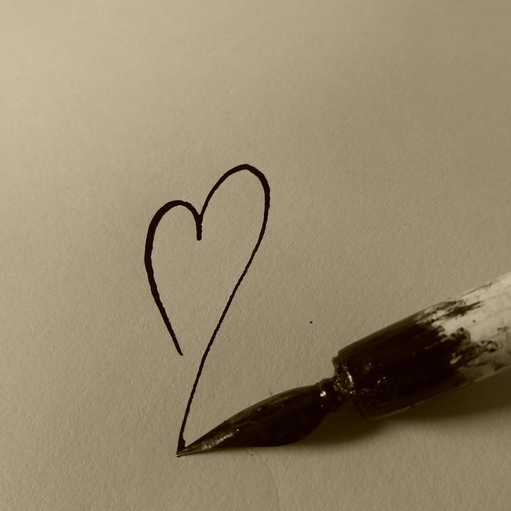 heart, love, spring, ink, message, symbol, feelings
