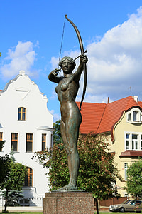 Bydgoszcz, Arqueiro, Polônia, escultura, Monumento, estátua, criativa