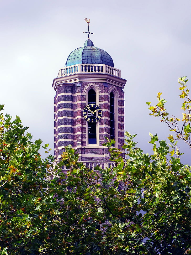 veža, veža kostola, Kostolné zvony, Zwolle, Peperbus, medené strechy, vietor kohút