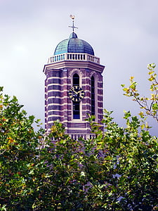 Menara, menara gereja, lonceng gereja, Zwolle, Peperbus, atap tembaga, angin ayam