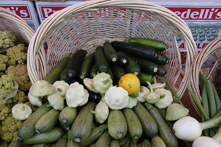 giá trong giỏ hàng, thu hoạch, zucchini, thực phẩm, vegitables